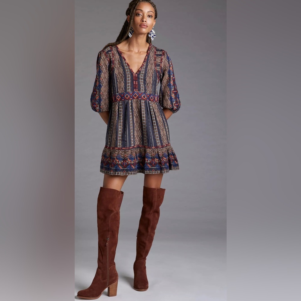 Anthropologie Embroidered Tunic Dress
